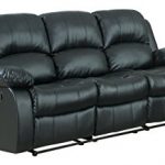 Elegant Homelegance Double Reclining Sofa, Black Bonded Leather black leather reclining sofa