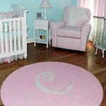 Chic Aqua, Light Pink u0026 White Nursery with Custom Initial Rug pink nursery rug