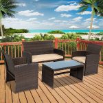 Chic Best Choice Products 4pc Wicker Outdoor Patio Furniture Set Custioned Seats outdoor patio furniture sets