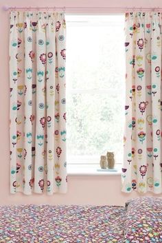 Chic Buy Retro Floral Print Pencil Pleat Curtains from the Next UK online shop next retro floral curtains