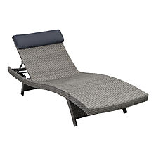 Chic Cavalier Gray Synthetic Wicker Patio Lounge Chair with Gray Cushion (2 pcs.) patio lounge chairs