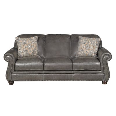 Chic Classic Traditional Charcoal Gray Leather Sofa - London gray leather sofa