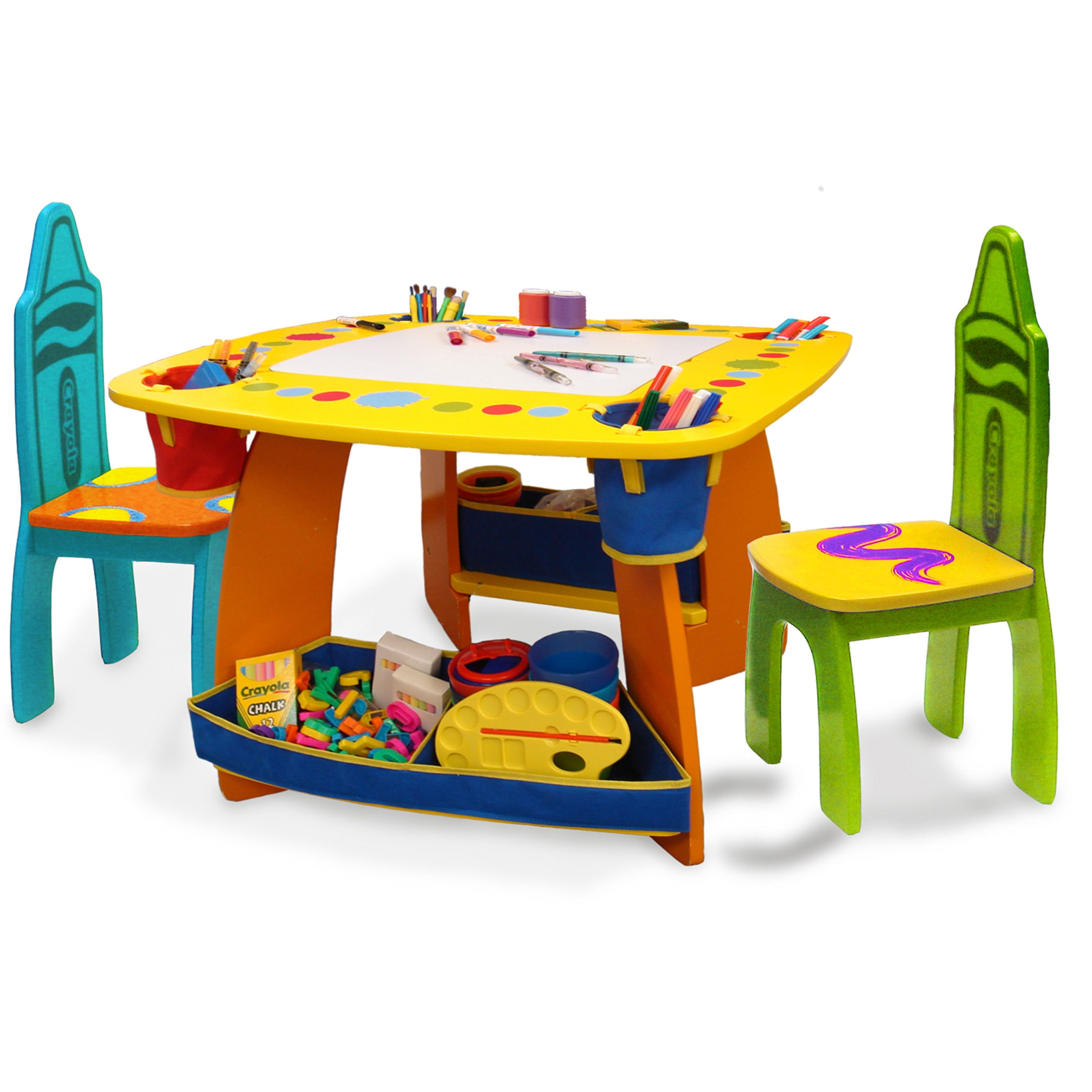 Chic Crayola Wooden Kids 3 Piece Table and Chair Set wooden toddler table and chairs