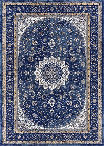 Chic Djemila Medallion Blue Vintage Persian Floral Oriental Area Rug 5 x 7 blue persian rug