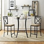 Chic Dorel Living Valerie 3-Piece Counter-Height Glass and Metal Dining Set small dining room sets