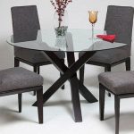 Chic Dovetail Chauncey Table. Round Glass Top Dining ... round glass top dining table