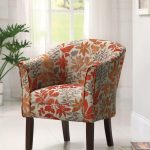 Chic Furniture, Red Leaves Floral Pattern Summer Accent Chairs Matching Pattern  Barrel Back floral sofas and chairs
