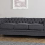 Chic Hampton Slate Grey Fabric Chesterfield Sofa - 3 Seater fabric chesterfield sofa