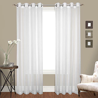 Chic Luxury Collection Venetian Grommet Crushed Voile Curtain Panel Pair sheer window panels