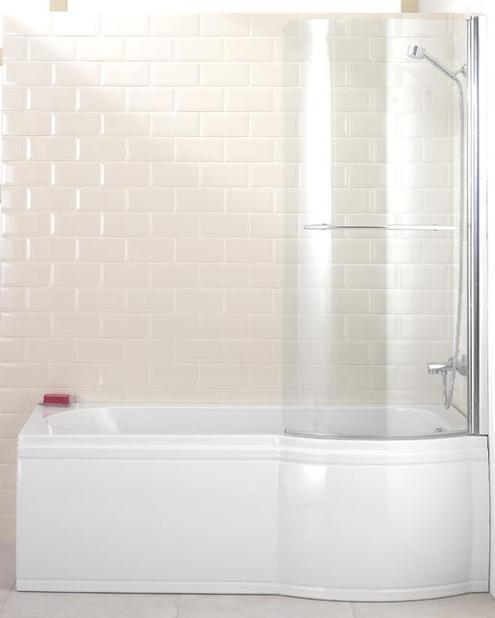 Chic Moods 1675mm P Shaped Shower Bath With Screen - DIBSHP012 p shaped bath shower screen