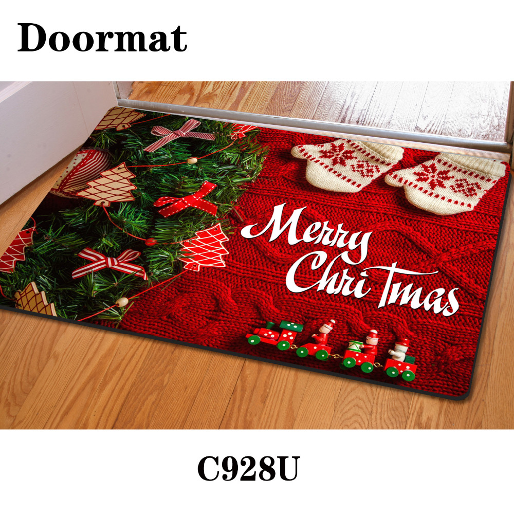 Chic New Arrive Creative 3D Printing Christmas Mat Non Slip Creative Merry  Christmas christmas kitchen rugs