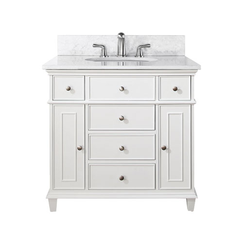 Chic Windsor 36-Inch White Vanity with Carrera White Marble top and Undermount  Sink 30 inch bathroom vanity with top