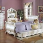 Compact ACME Pearl children bedroom set girls sleigh gold accent youth princess princess bedroom set