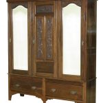 Compact Consigned Antique Walnut Victorian Sectional Armoire Wardrobe Closet  victorian-armoires-and-wardrobes armoires and wardrobe closets