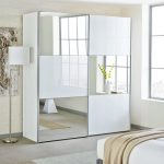 Compact Loft two door sliding wardrobe white glass with mirror white mirrored wardrobe