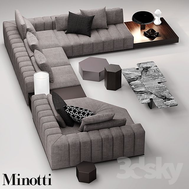 Compact minotti freeman seating system sofa set design