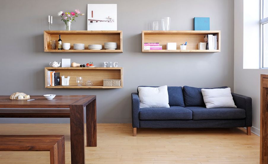 Compact Wall-Mounted Box Shelves - A Trendy Variation On Open Shelves wall storage shelves