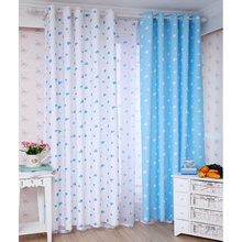 Compact White And Baby Blue Heart Patterned Best Chic Nursery Kids Curtains baby blue nursery curtains