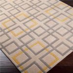 Contemporary Beige Gray and Yellow Geometric Simplicity Hand-Tufted Rug yellow grey area rug