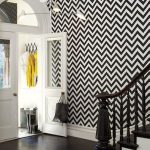 Contemporary Black and white zig zag wallpaper. Love this. Needs some more bright black and white wallpaper designs for bedrooms