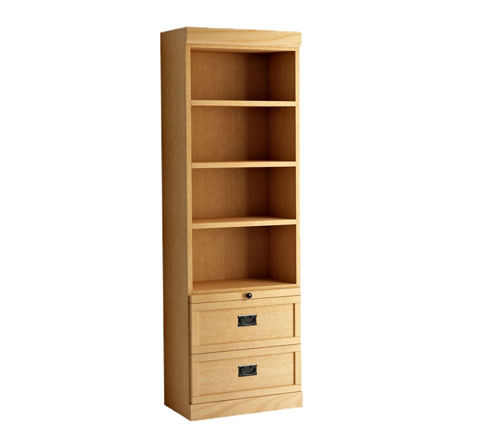 Contemporary Bookcase w/Bottom Drawers - MIssion Style, Oak/Honey bookcase with drawers
