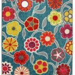 Contemporary Country u0026 Floral Flower Medallions 5u0027x7u0027 Rectangle Teal-Pink  Area Rug area pink floral area rug