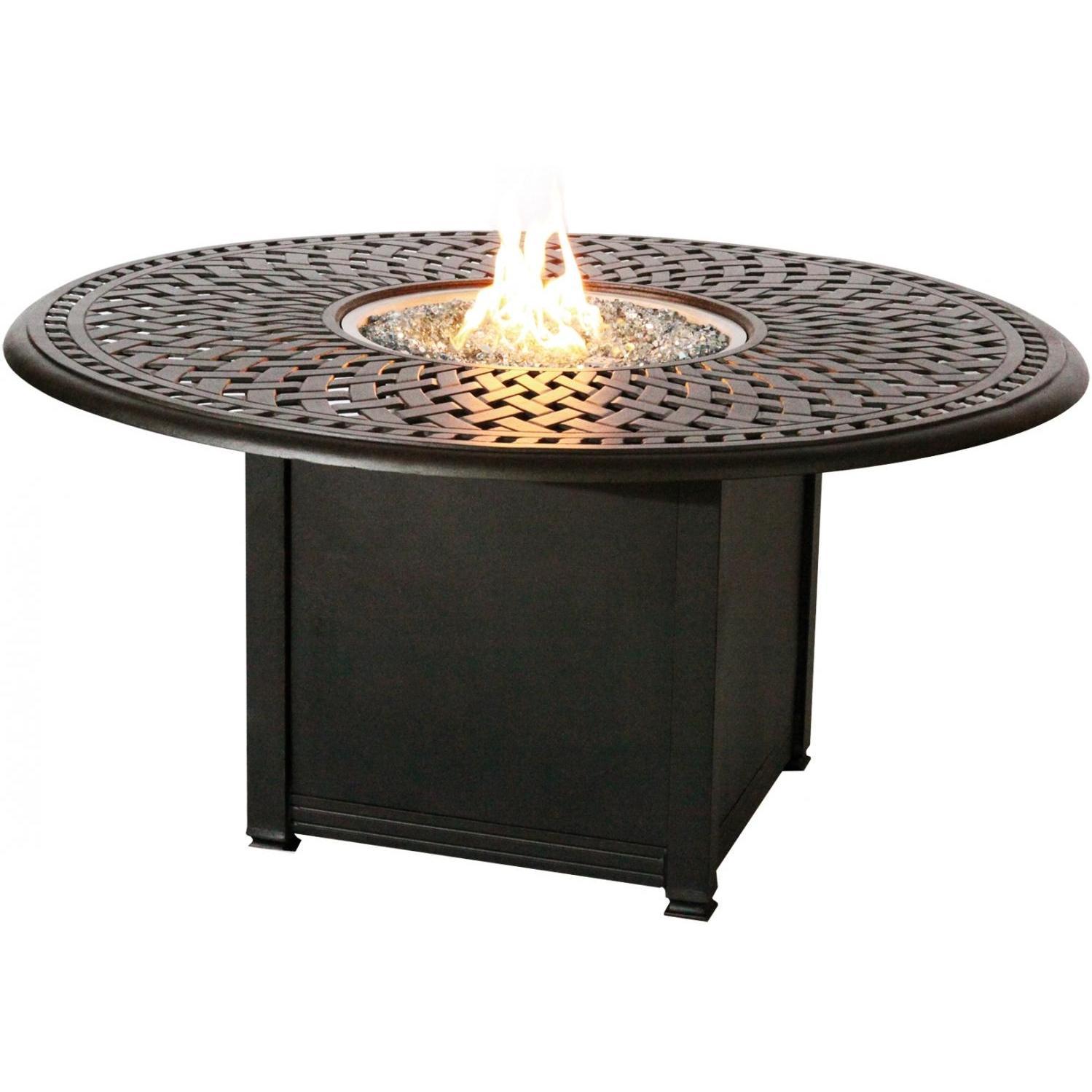 Contemporary Darlee Round Patio Conversation Table With Propane Fire Pit - Antique Bronze propane patio fireplace
