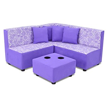Contemporary Kids Sectional and Ottoman with Cup Holder kids sectional sofa