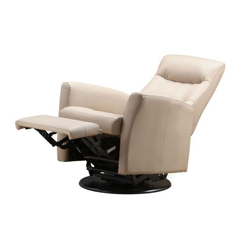Contemporary Rupert Khaki Leather Swivel Reclining Chair Emerald Home Furnishings Recliners  Chairs swivel recliner armchair