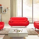 Contemporary Sabina Red Leather Sofa Set red sofa set