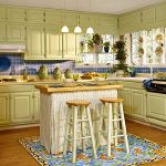 Contemporary Soft green paint colors for kitchen cabinets with blue ceramic backsplash  and paint color ideas for kitchen cabinets