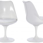 Contemporary Tulip Chair by Eero Saarinen Fiberglass (Platinum Replica) Pictured in White white tulip chair