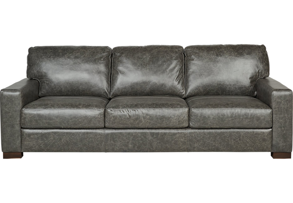 Contemporary Vicario Gray Leather Sofa - Leather Sofas (Gray) gray leather sofa