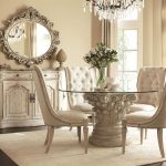 Contemporary Vintage inspired dining room glass top dining room sets