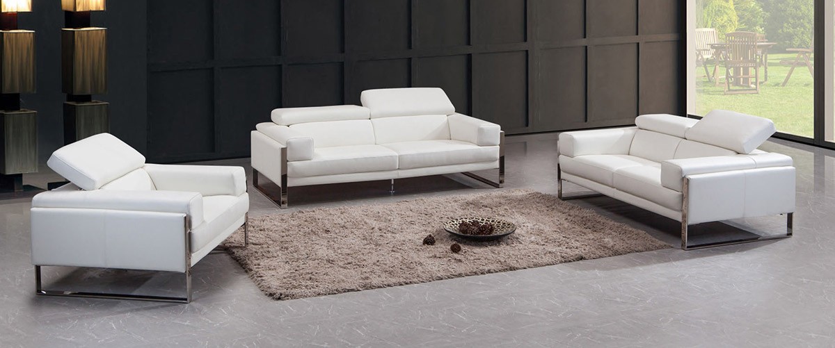 Master Divani Casa Livorno Modern White Leather Sofa Set contemporary white leather sofa