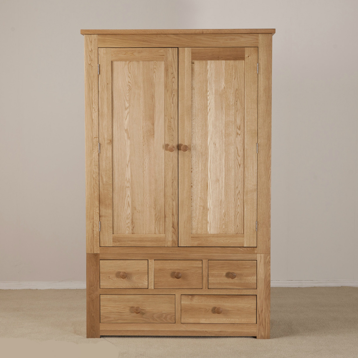 Cool Clifton Oak Wardrobe With Drawers from Quarter Furniture - 1 wooden wardrobe with drawers