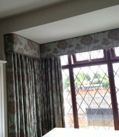 Cool Curtains and pelmet in a square bay - not colour but just square bay window curtains
