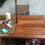 Cool I kept working my way around the table until I was able to finishing teak outdoor furniture