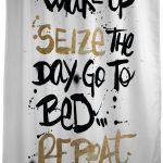 Cool Oliver Gal by One Bella Casa Seize the Day Black Gold Shower Curtain black and gold shower curtain