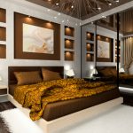 Cool Ornate master bedroom with brown, gold and white design with wall-mirror master bedroom interior design ideas