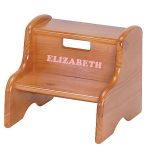 Cool Personalized Wood Step Stool - Honey Oak Stain personalized wooden stool