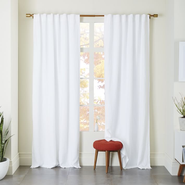 Cozy Belgian Flax Linen Curtain - White | west elm white linen curtains