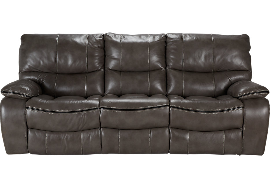 Cozy Cindy Crawford Home Gianna Gray Leather Reclining Sofa - Leather Sofas (Gray ) gray leather sofa