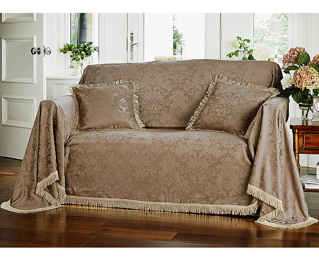 Cozy Fringed Damask Armchair and 3-Seater Sofa Throws (2 - SAVE £20) | 3 seater sofa throws