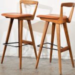 Cozy Henry Rosengren Hansen; Wood, Tubular Metal and Leather Bar Stools for wooden bar stool chairs