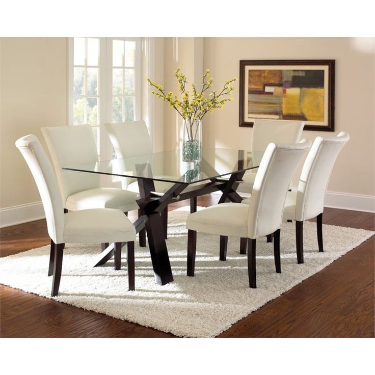 Cozy Lowest price online on all Steve Silver Berkley Glass Top Dining Table in glass top dining room sets