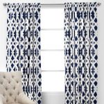 Cozy Window Treatments - Elton Panels | navy and white geometric drapes, navy blue and white curtains
