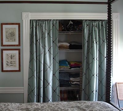 Cute Curtains to replace closet doors in master bedroom. The closet isnu0027t deep closet door curtains