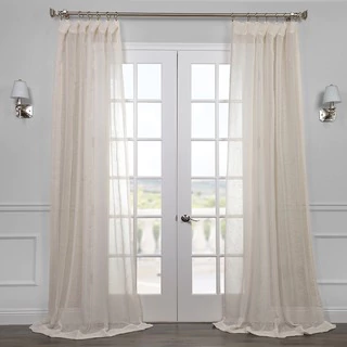 Cute Exclusive Fabrics Linen Open Weave Cream Sheer Curtain Panel sheer window panels