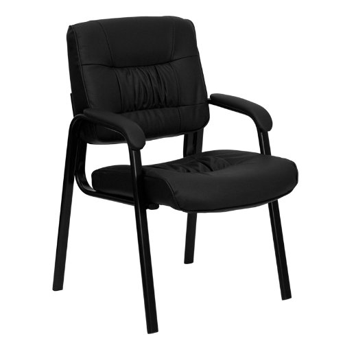 Cute Flash Furniture BT-1404-GG Black Leather Guest/Reception Chair with Black  Frame Finish office reception chairs